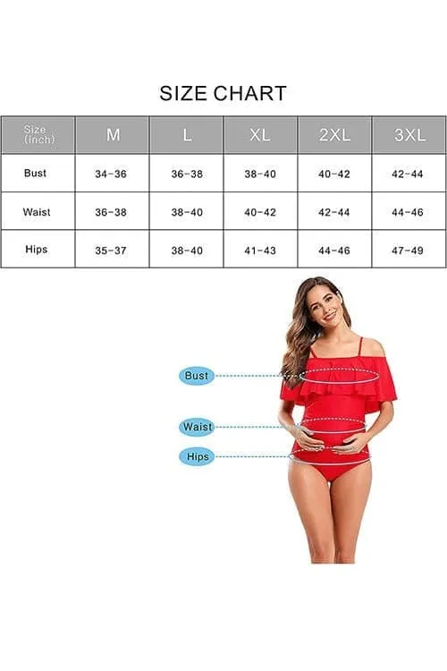 Off-Shoulder Ruffle Ruched Maternity One Piece Swimsuits