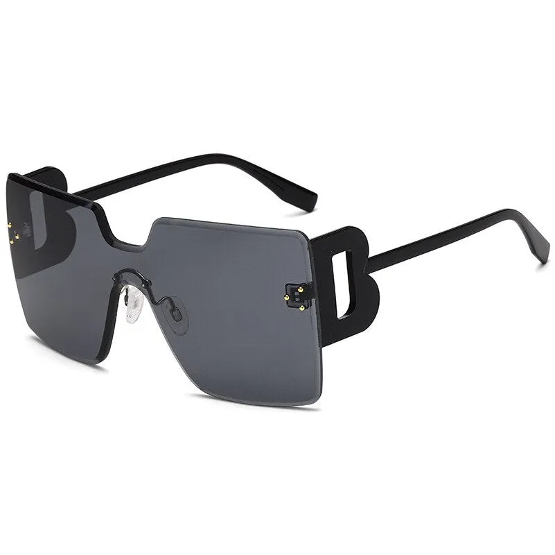 Oversized Flat Top Square Rimless Sunglasses