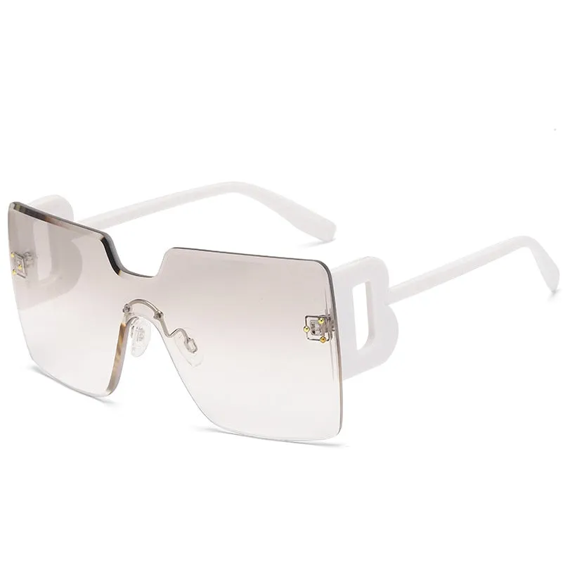 Oversized Flat Top Square Rimless Sunglasses