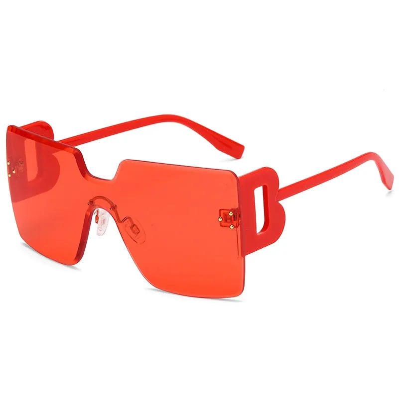Oversized Flat Top Square Rimless Sunglasses