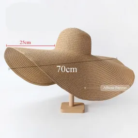 Oversized Wide Brim Straw Beach Hats For Women Large UV Protection Summer Floppy Foldable Sun Shade Hat