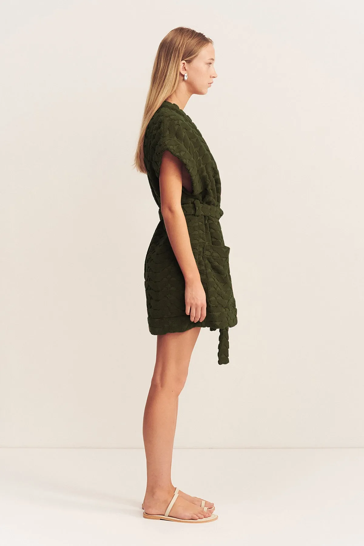 PAULINE SLEEVELESS ROBE - KHAKI