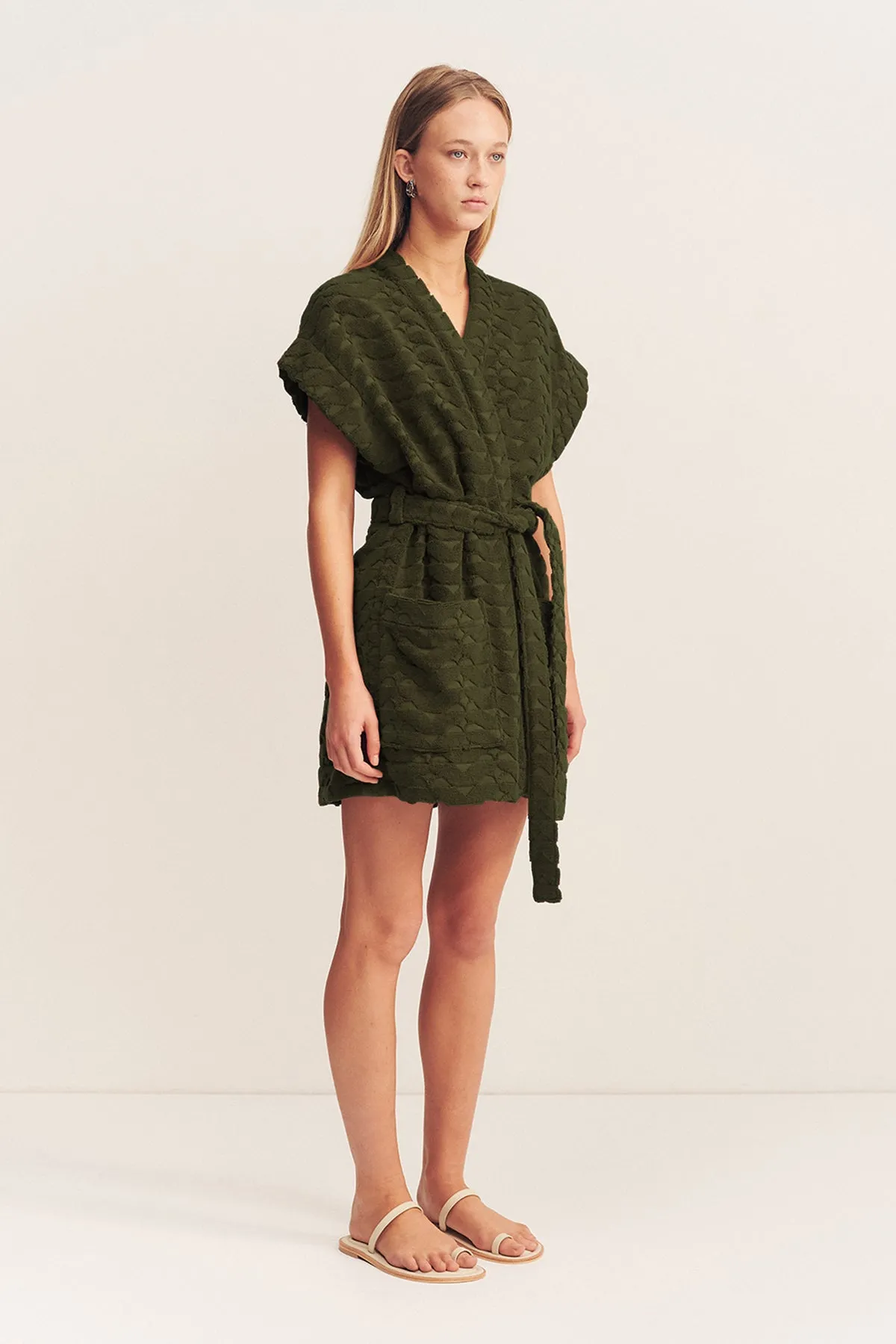 PAULINE SLEEVELESS ROBE - KHAKI