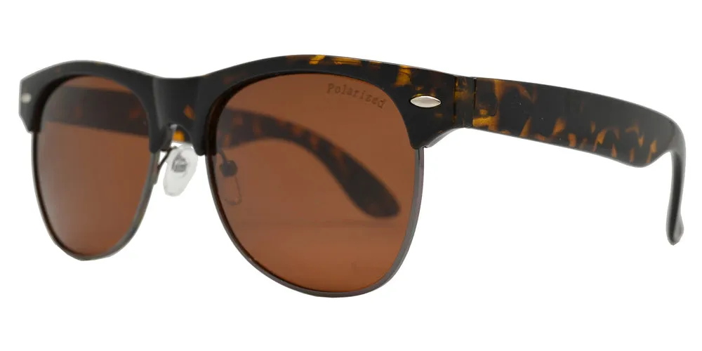 PL 7581 PT - Retro Horn Rimmed Polarized Plastic Sunglasses