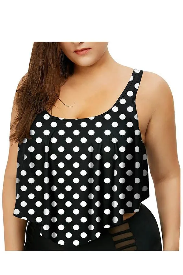 Plus Size Plain Ruffle High Waisted Bikini Set