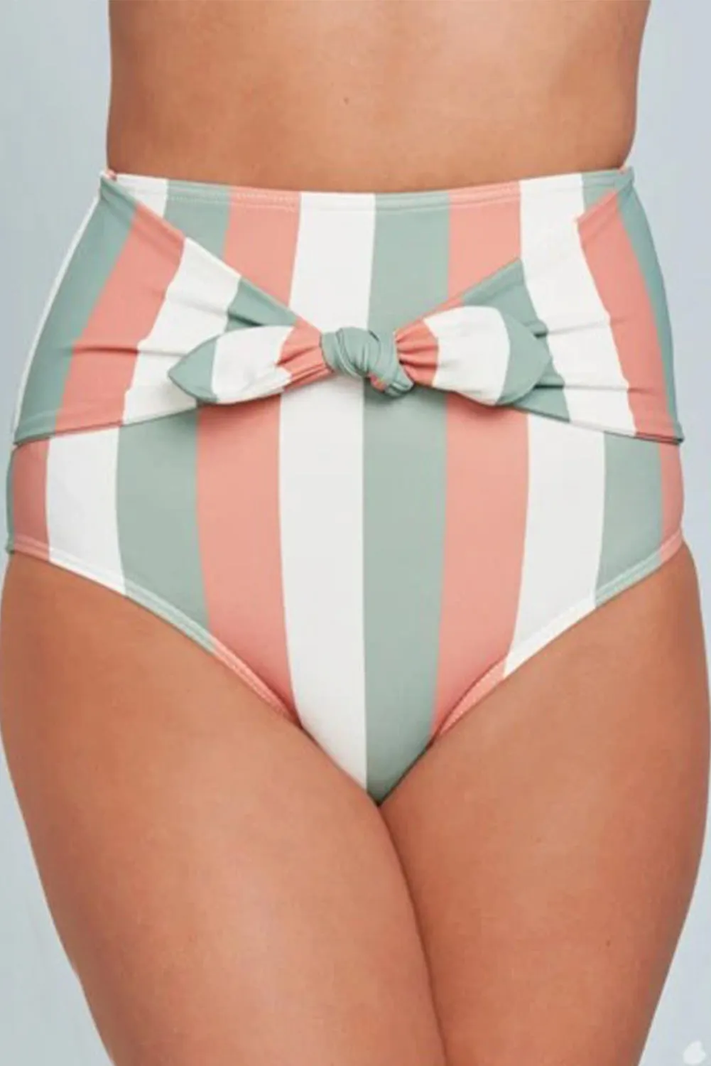 Printed High Waisted Bikini Bottoms with Bowknot