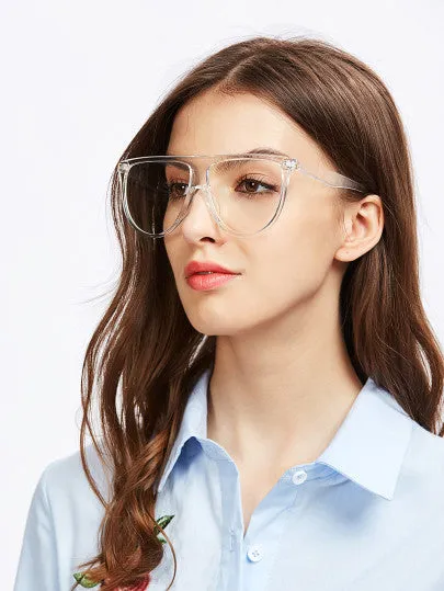 "Clear future" retro square frame clear sunglasses