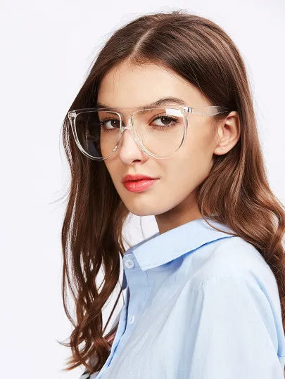 "Clear future" retro square frame clear sunglasses