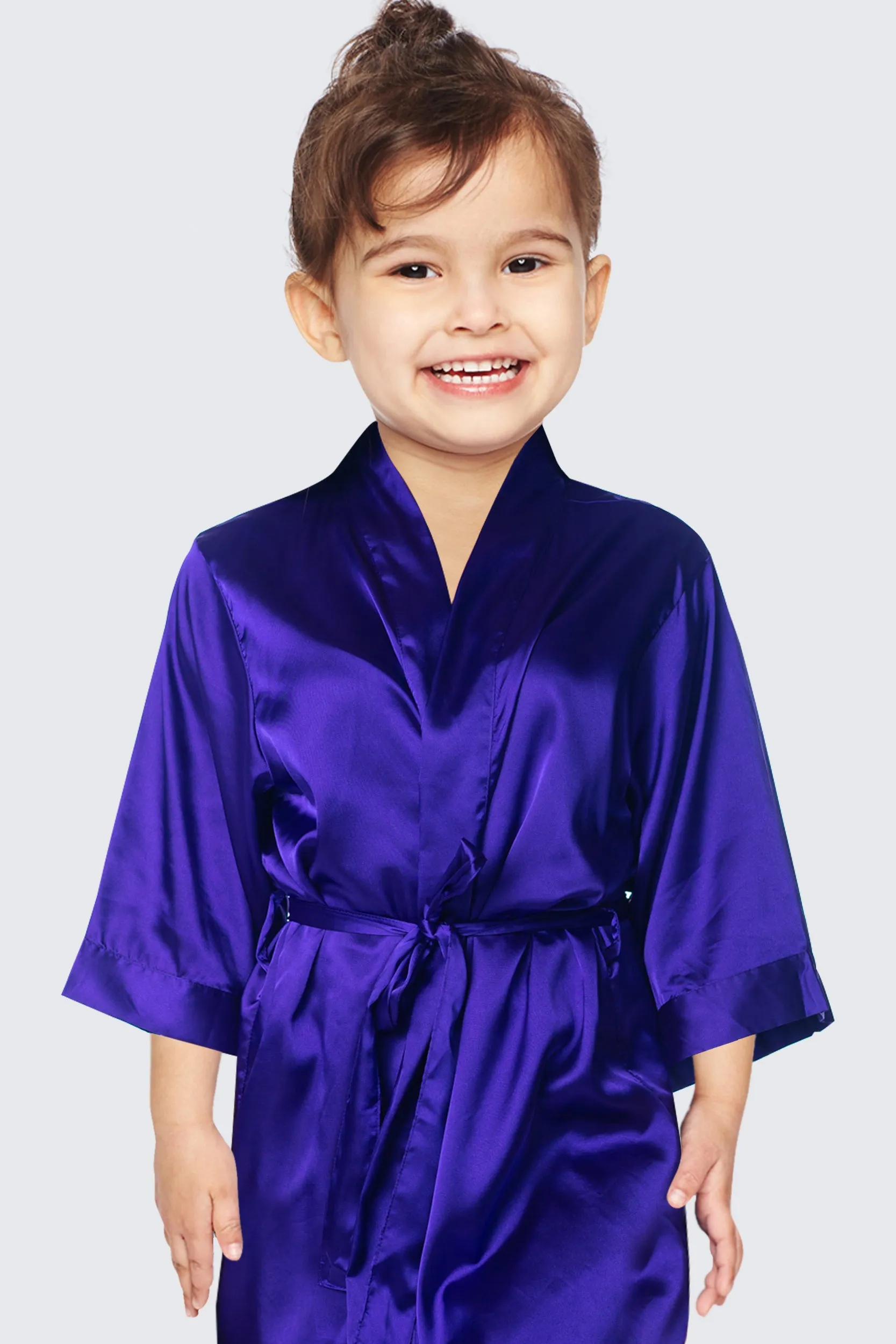 Regal Purple Satin Kimono Robe