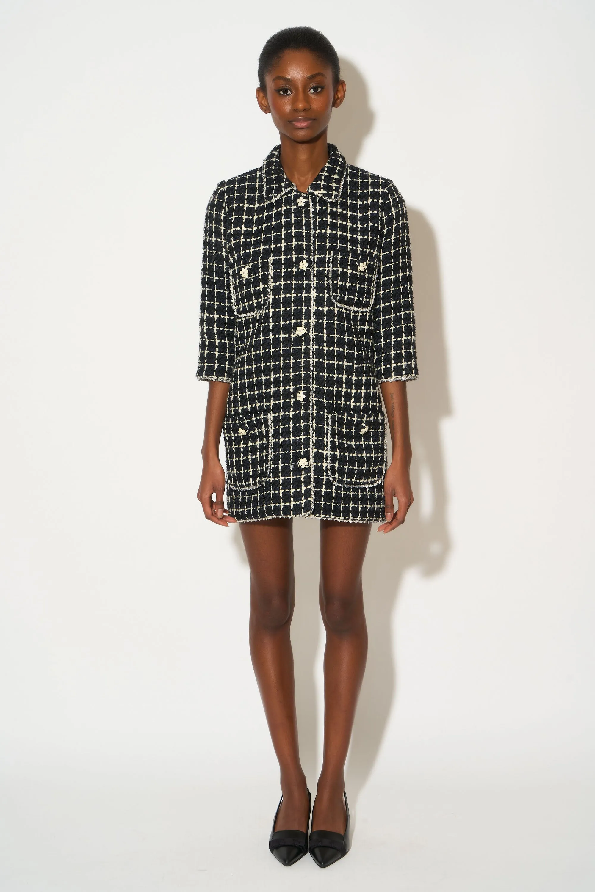 Robe en tweed à carreaux