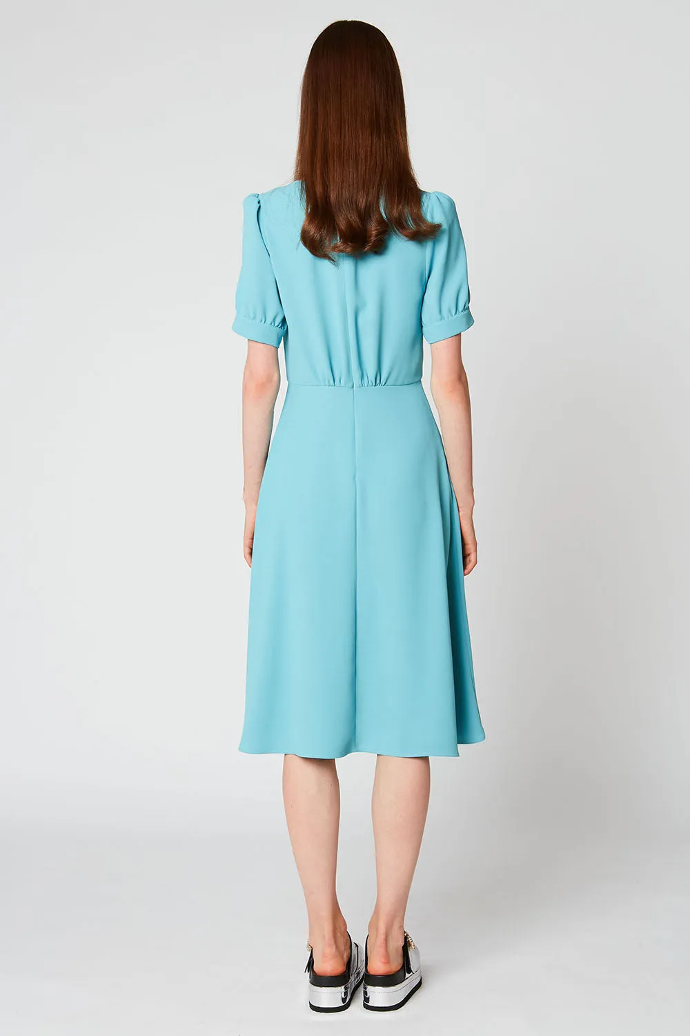 Robe midi retro en crêpe
