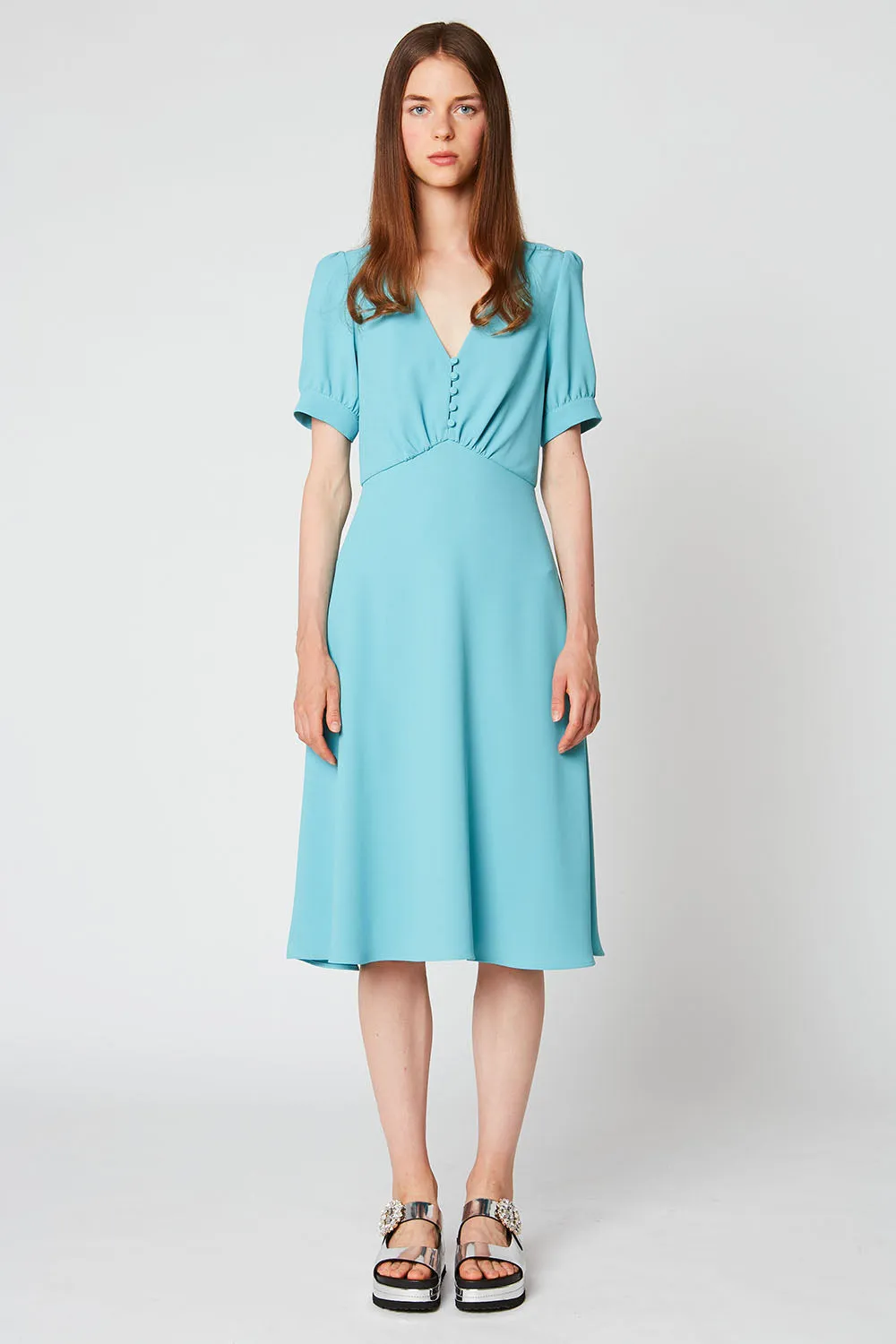 Robe midi retro en crêpe