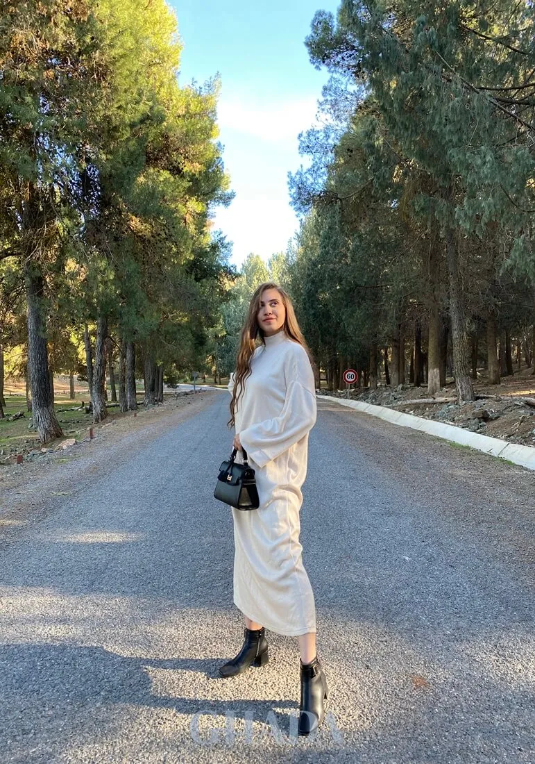 Robe oversize en blanc cassé