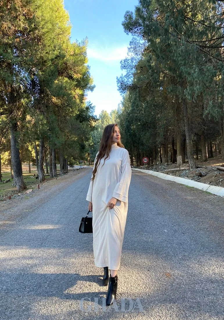 Robe oversize en blanc cassé