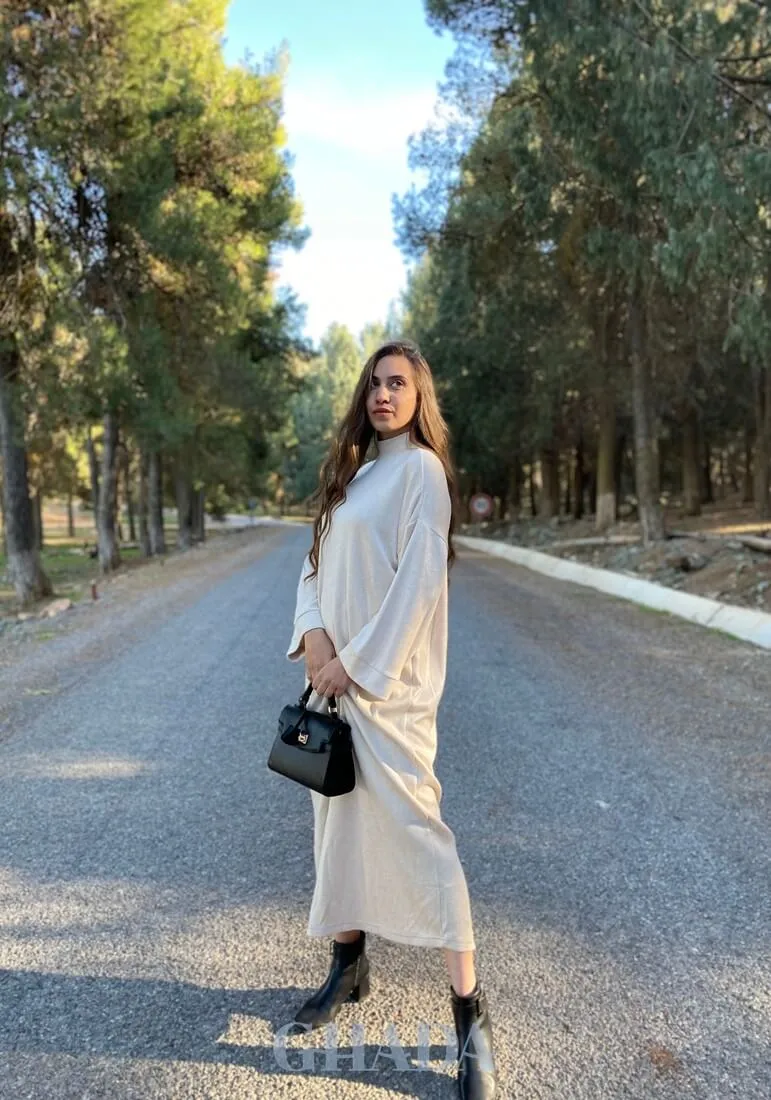Robe oversize en blanc cassé