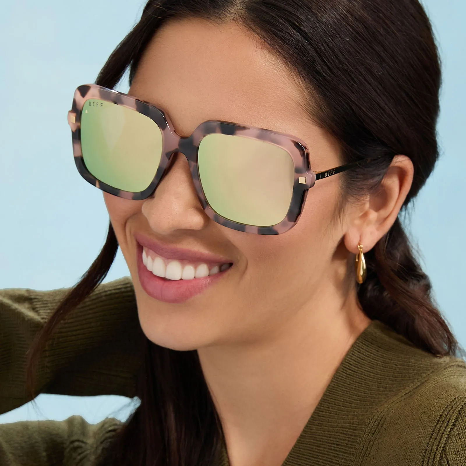 SANDRA - HIMALAYAN TORTOISE   TAUPE MIRROR SUNGLASSES