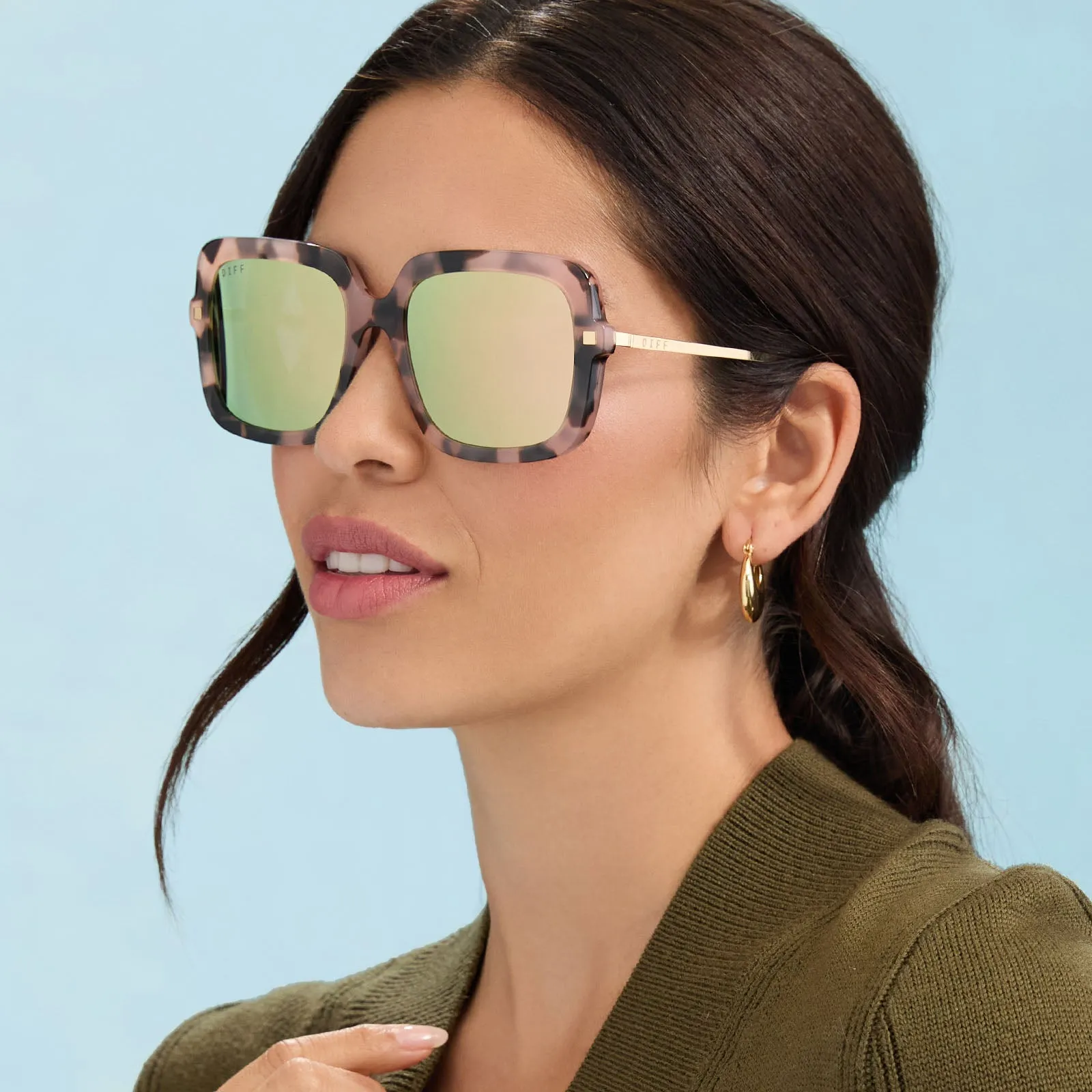 SANDRA - HIMALAYAN TORTOISE   TAUPE MIRROR SUNGLASSES
