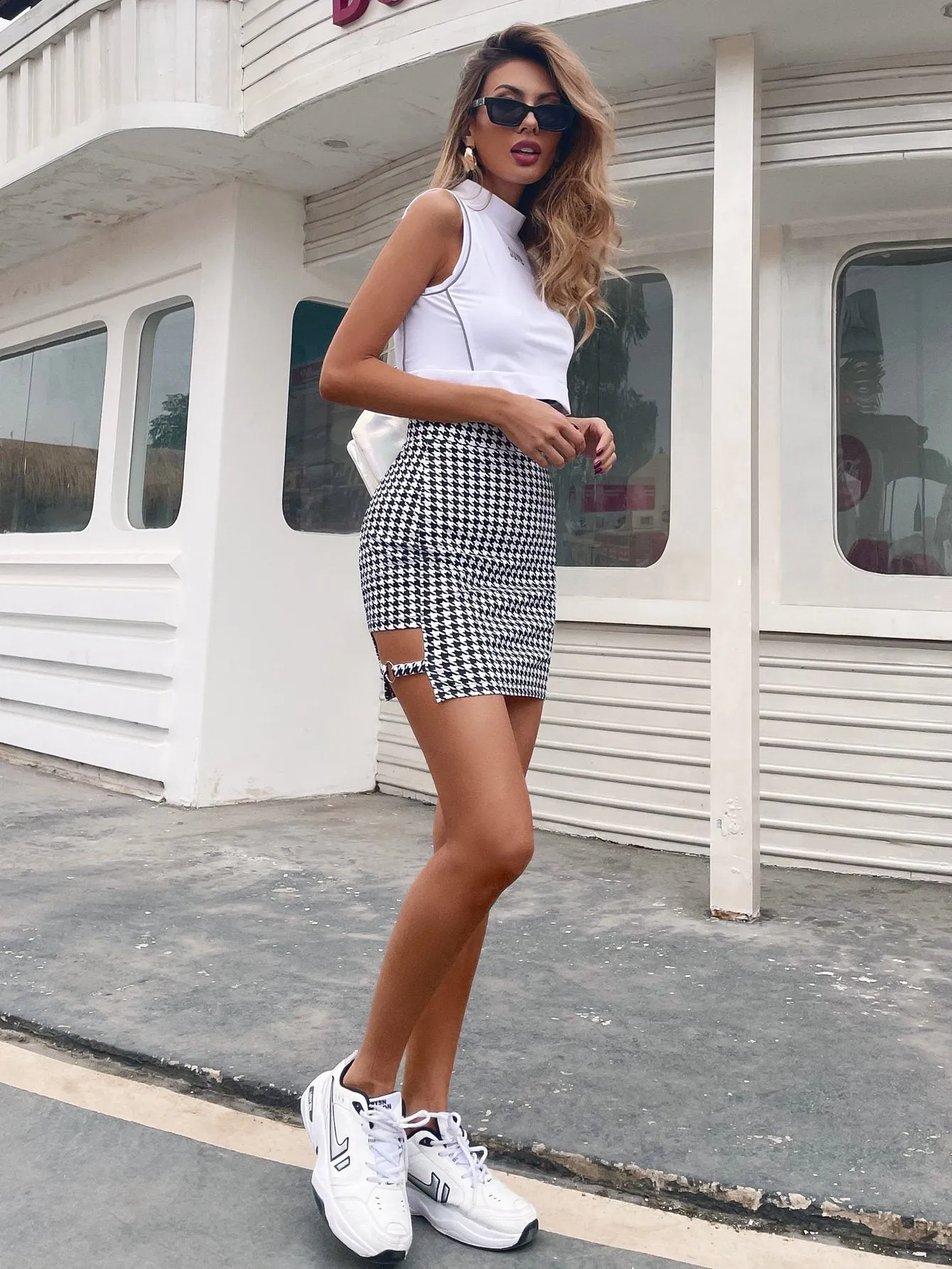 Sexy Houndstooth Mini Skirt in Size s, M, or L