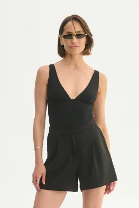 Sleeveless V-neck Bodysuit Black