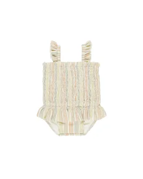 Smocked One-Piece Swimsuit - Multi Stripe