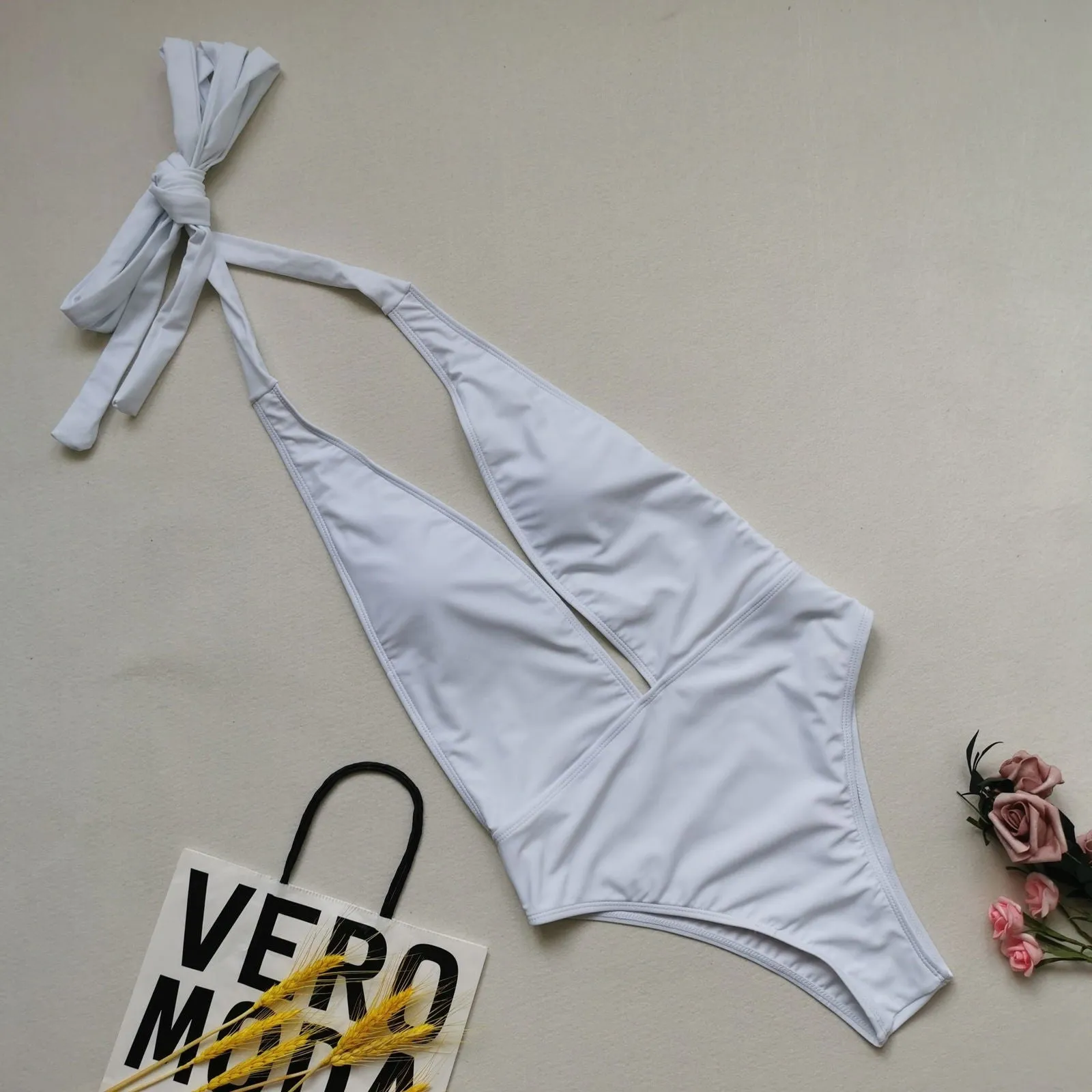 Snug-fit Cut Out Cross Tie Snakeskin One-piece Swimsuits