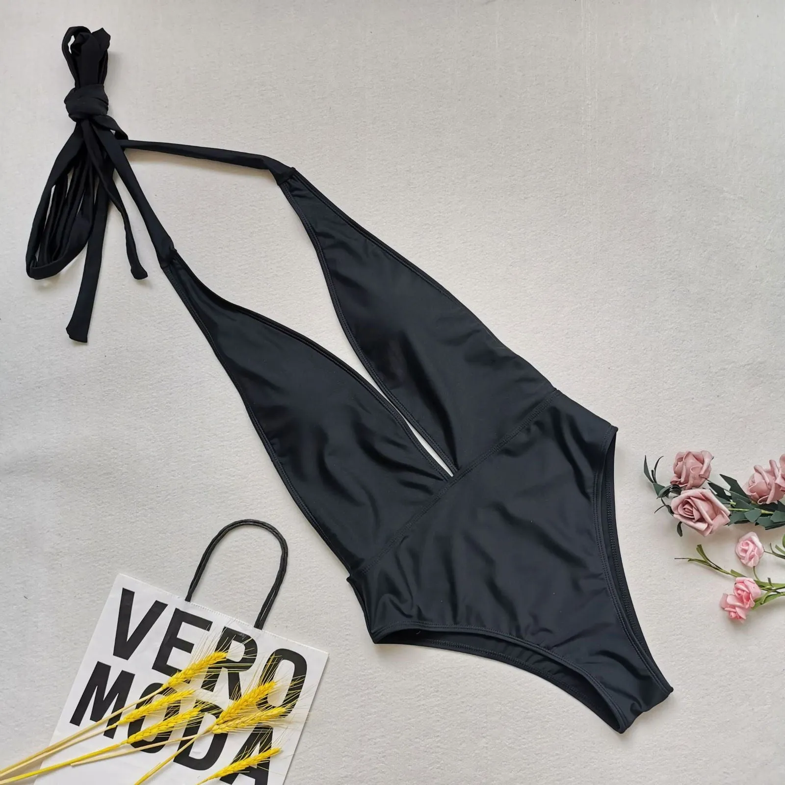 Snug-fit Cut Out Cross Tie Snakeskin One-piece Swimsuits