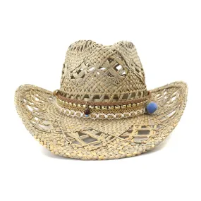 Straw Cowboy Hats Men's and Women's Denim Hat Straw Hat Sun Protection Sun Hat