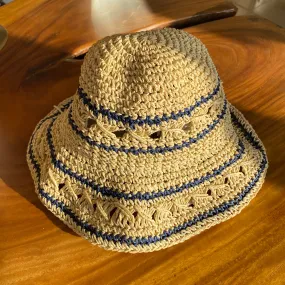 Summer Straw Hats | stripped blue color