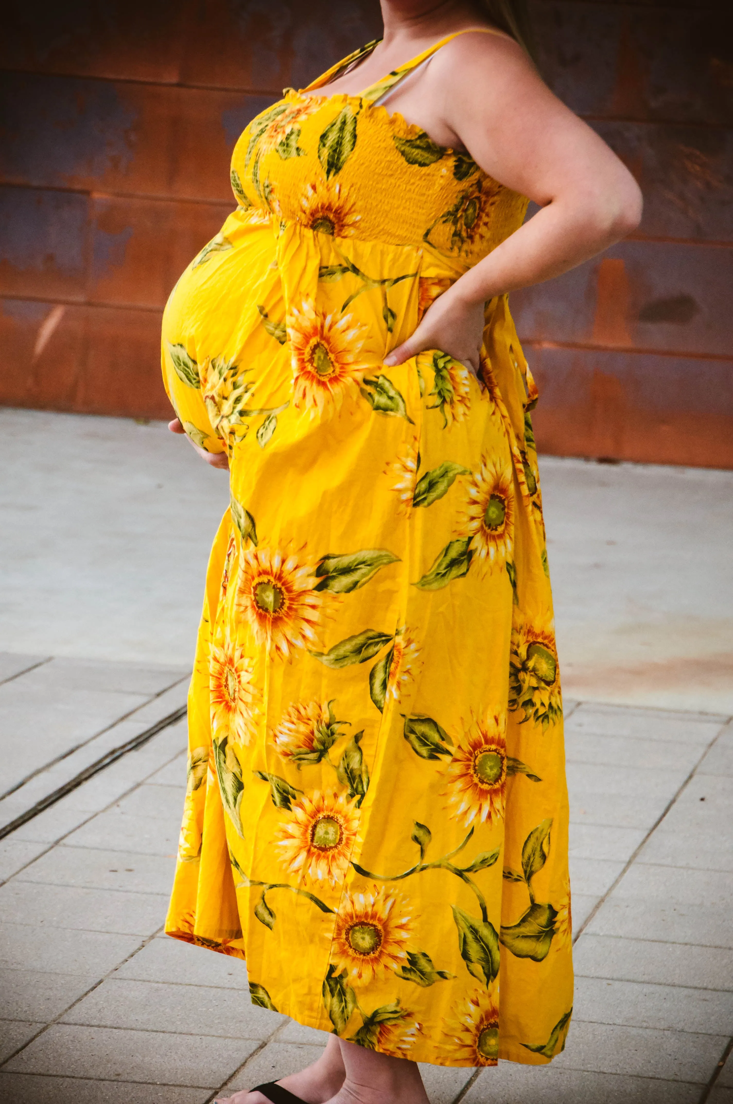 Sunflower Maternity Dress in Smocking Maxi Style