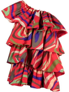 Tiered Ruffle Once Shoulder Mini Dress