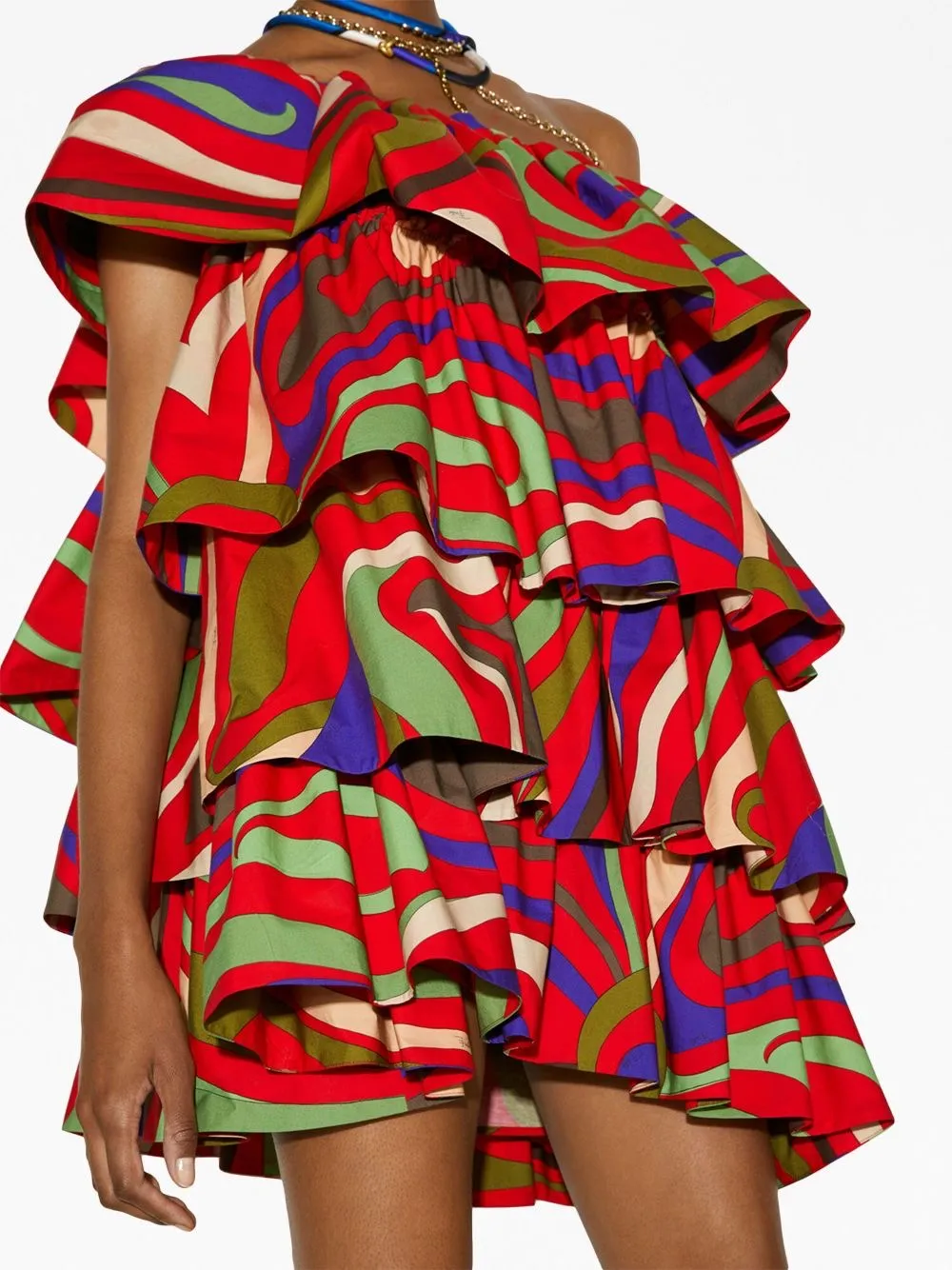 Tiered Ruffle Once Shoulder Mini Dress