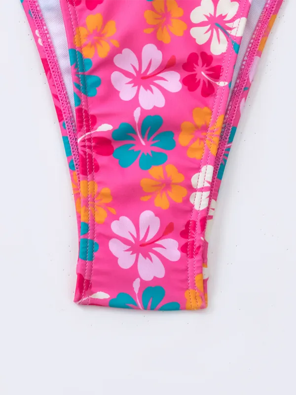 Triangle Cup Printed Lace-Up Sexy Bikini Swimsuit