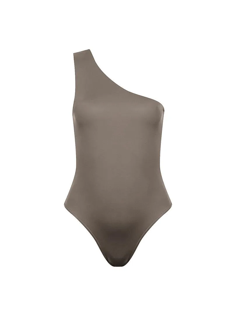 Two Way Single Shoulder Swimsuit - Black