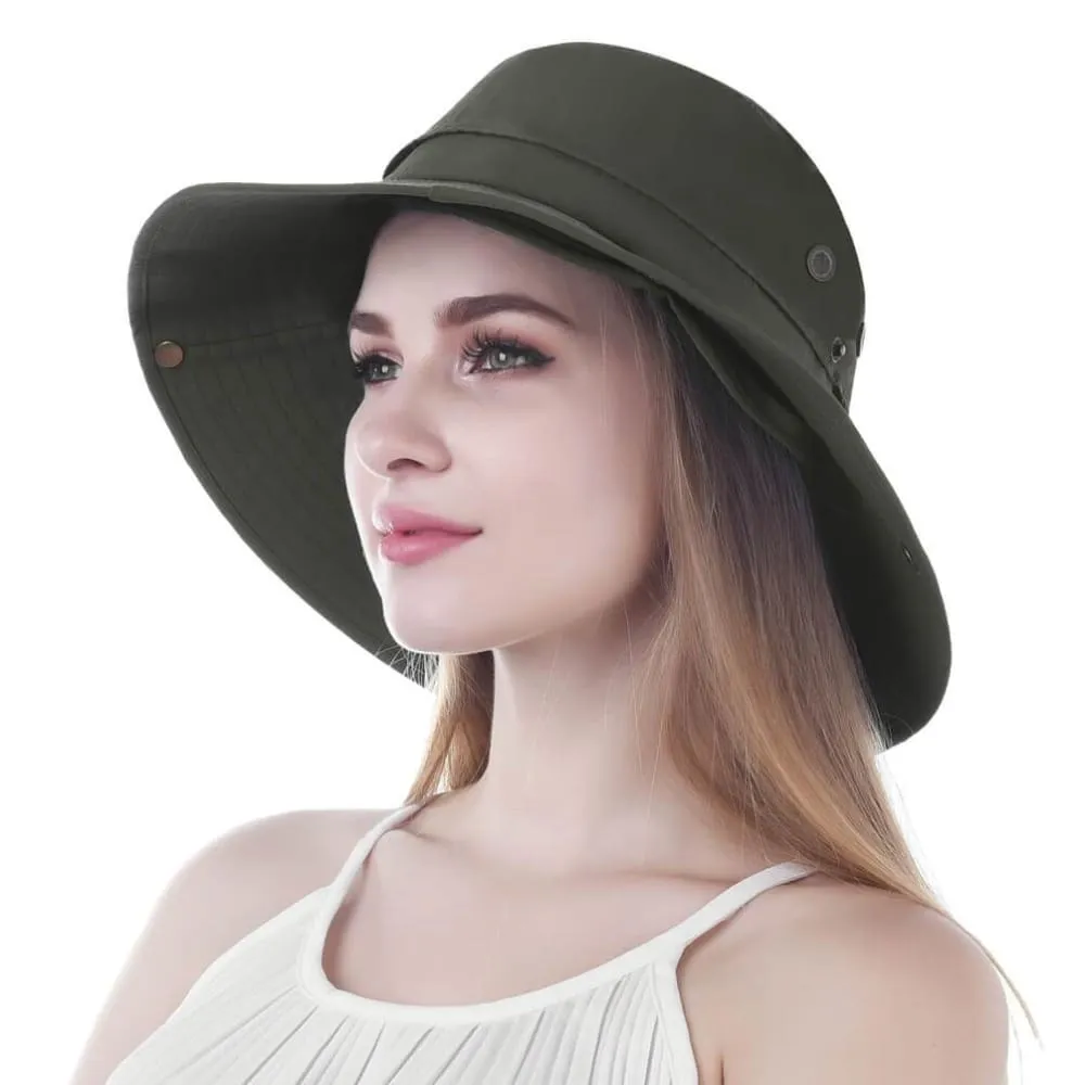 Vbiger Unisex Sun Hat Breathable Bucket Hat Quick-dry Outdoor Hats Foldable Fishing Cap with Detachable Flaps