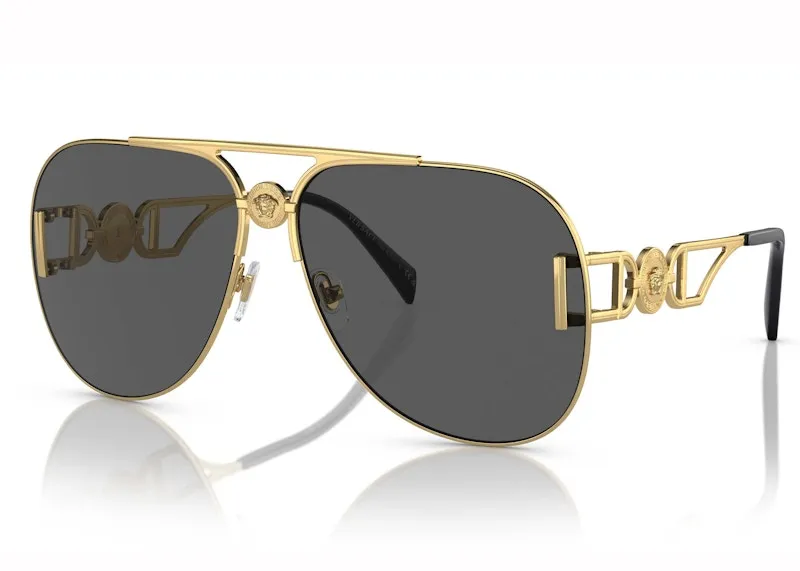 Versace Medusa Biggie Pilot Sunglasses Dark Grey/Gold
