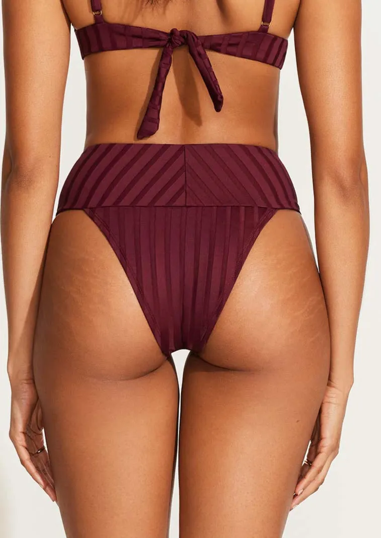 Vitamin A Emmi High Waist Bikini Bottom - Sangria SuperRib