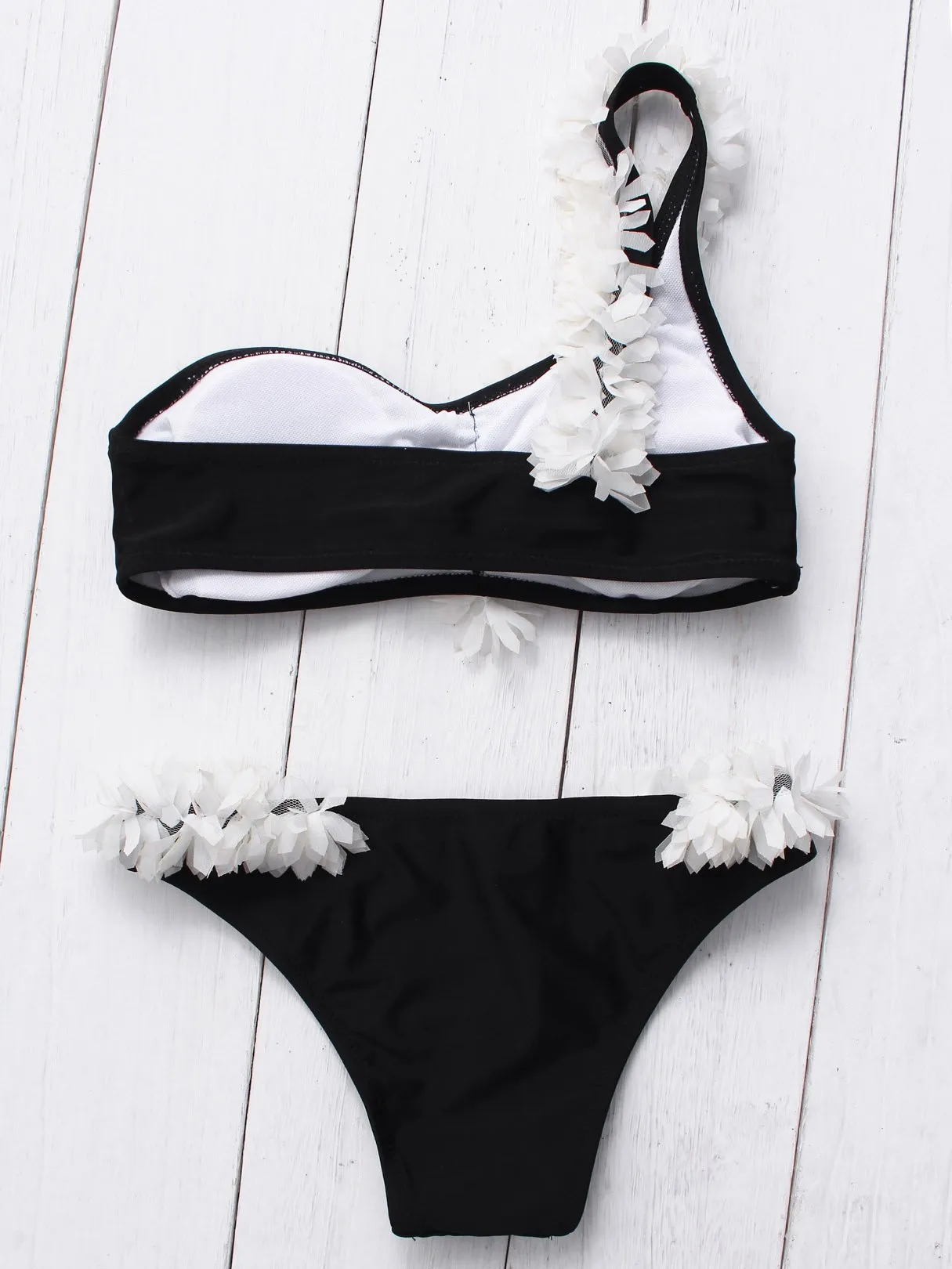 Wholesale Black One Shoulder Sleeveless Bikinis