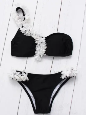 Wholesale Black One Shoulder Sleeveless Bikinis