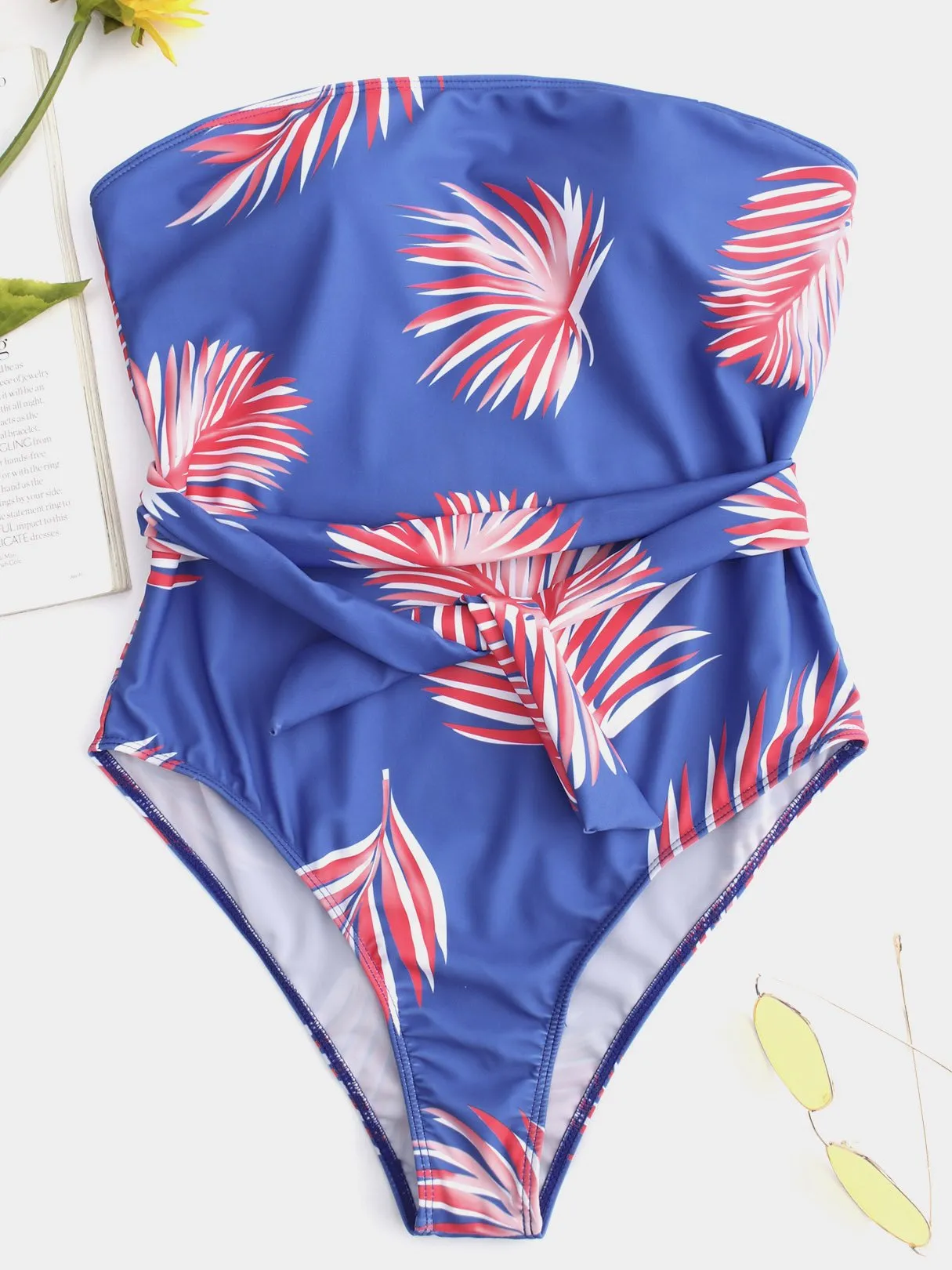Wholesale Blue Off The Shoulder One-Pieces Swimsuits