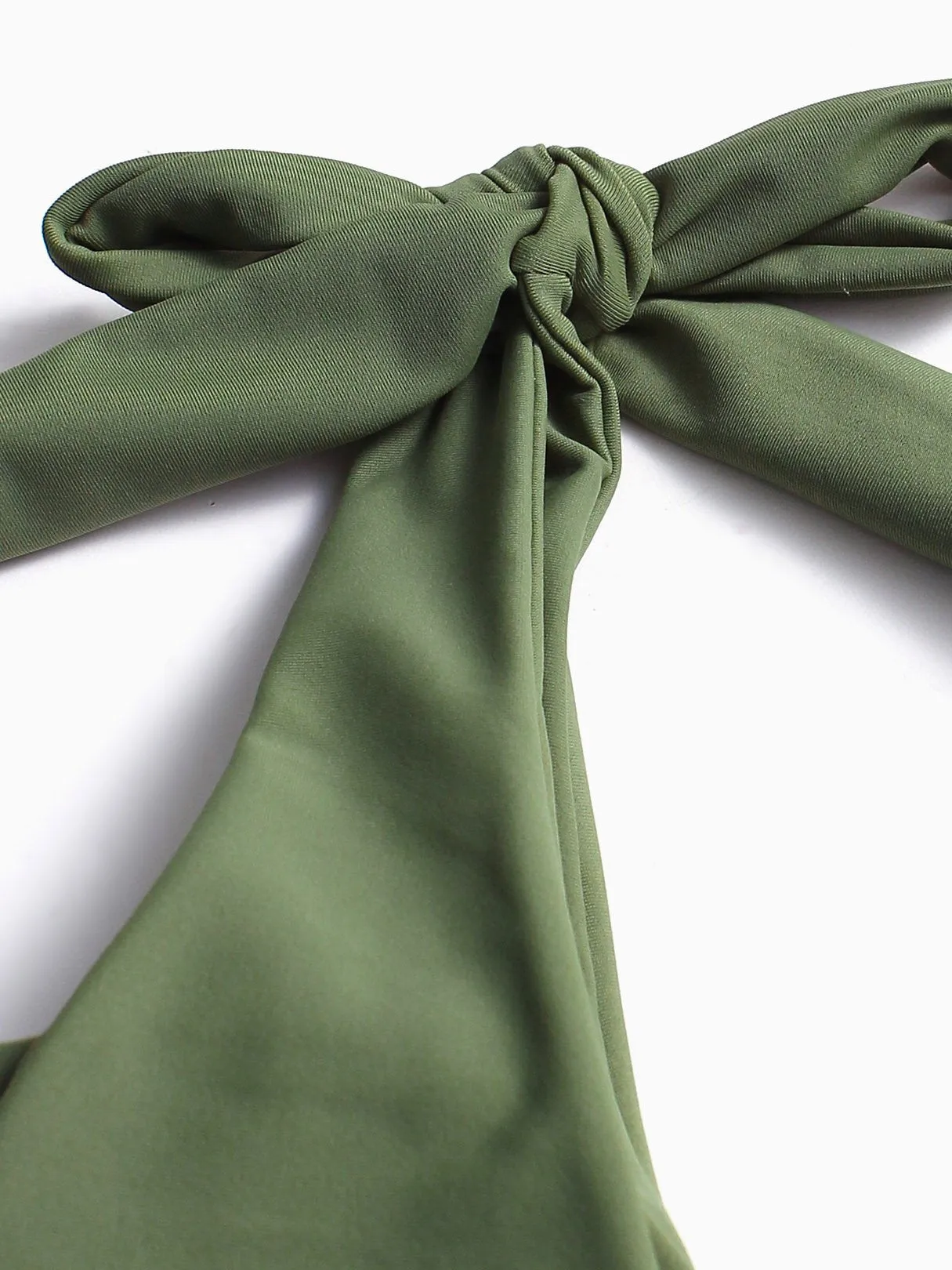 Wholesale Green Asymmetrical Sleeveless Tie-Up Bodycon High-Waisted Bikini Swimsuit