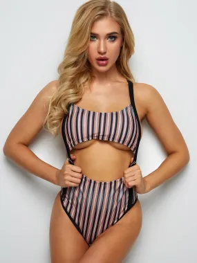 Wholesale Scoop Neck Cut Out Belt One-Pieces Swimsuits