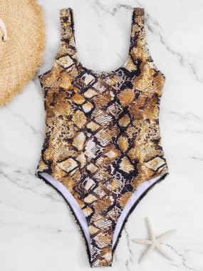 Wholesale Scoop Neck Sleeveless Snake Bikinis