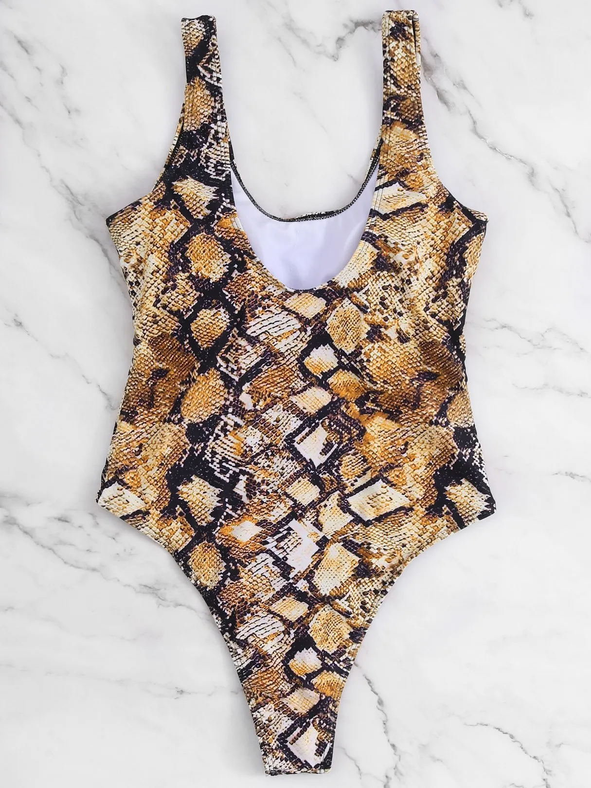 Wholesale Scoop Neck Sleeveless Snake Bikinis