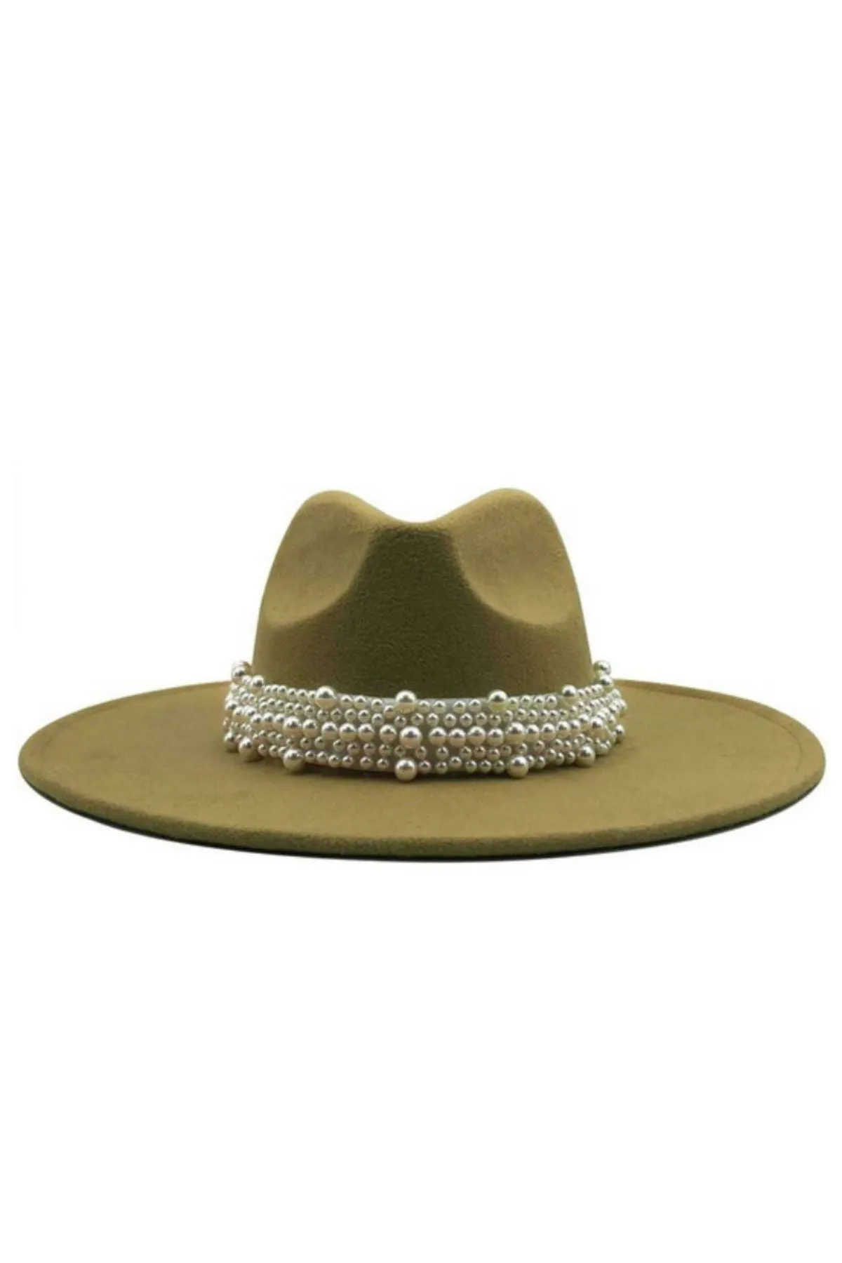 Wide Brim Fedora Hats With Pearls