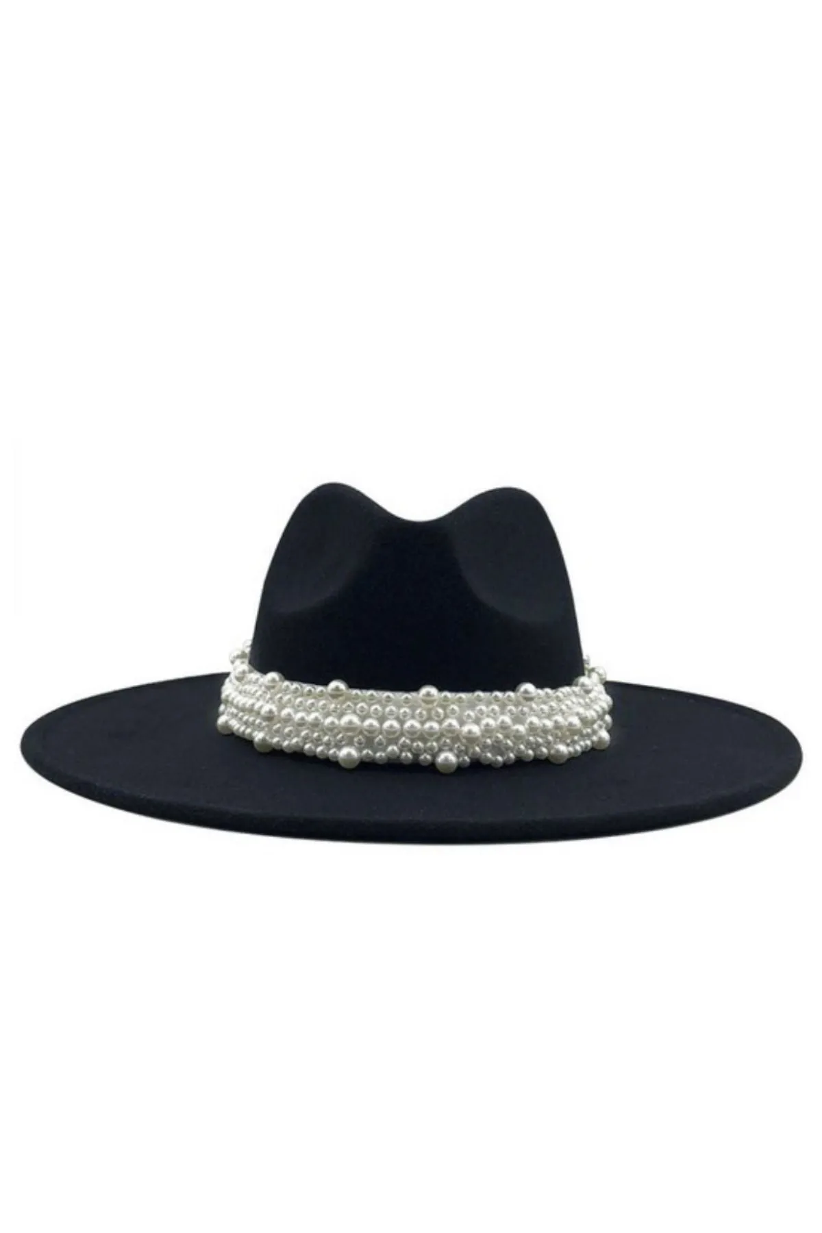 Wide Brim Fedora Hats With Pearls