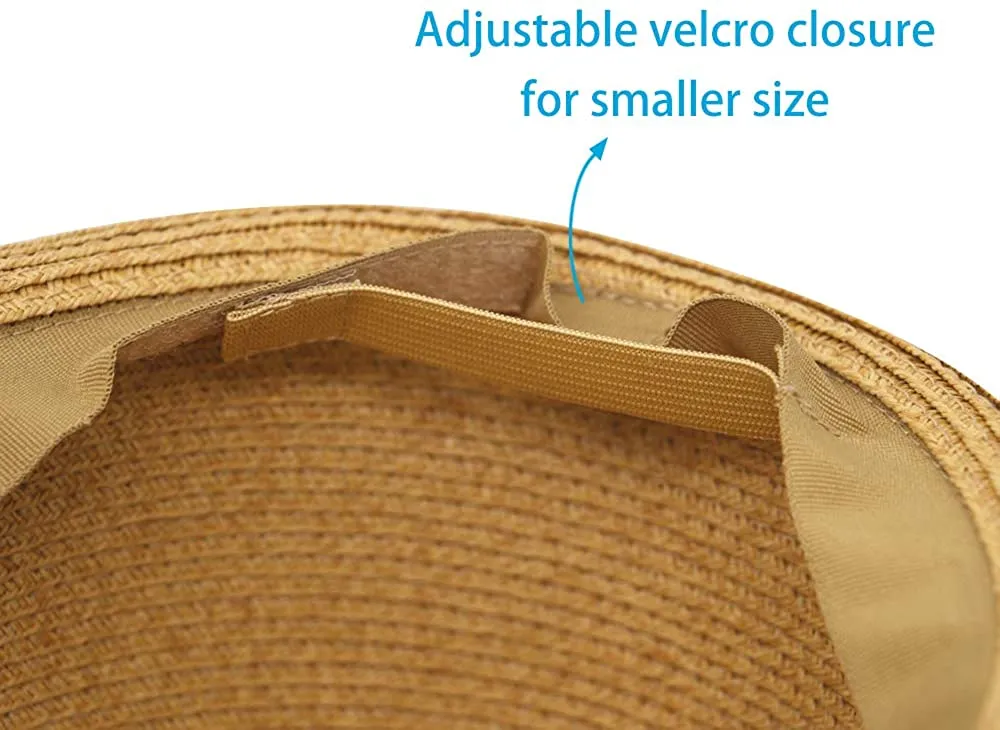 Women Straw Fedora Sun Hat  for Summer