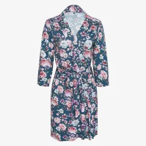 Women's Bamboo Maternity Robe with Pockets - Keisha (Floral)