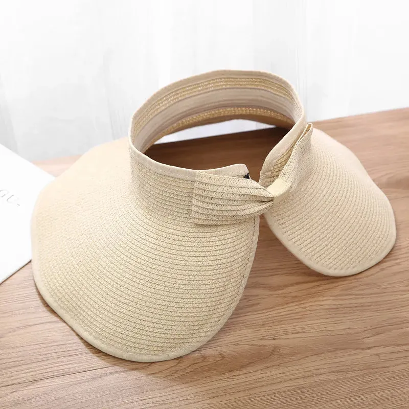 Women's Foldable Wide Brim Straw Hat - UV Protection, Travel & Beach