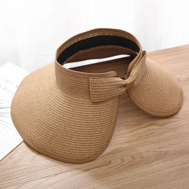 Women's Foldable Wide Brim Straw Hat - UV Protection, Travel & Beach