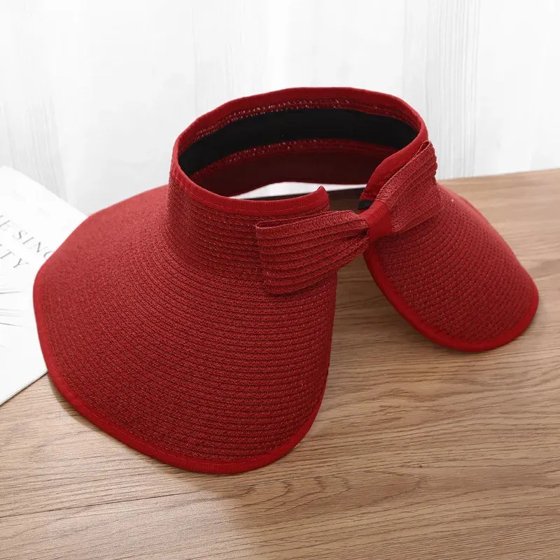 Women's Foldable Wide Brim Straw Hat - UV Protection, Travel & Beach